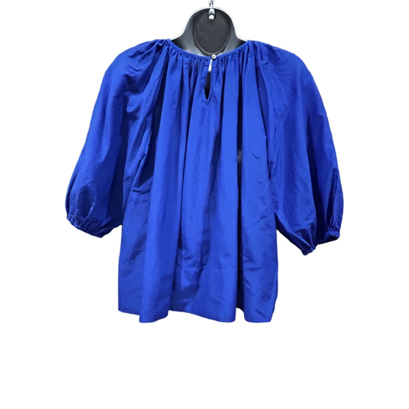 NWT Madewell Shirred Puff-Sleeve Top in Cotton-Silk Voile in blue size XS - Picture 5 of 10